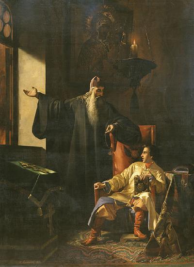 unknow artist Tsar Ivan the Terrible and the priest Sylvester oil painting image